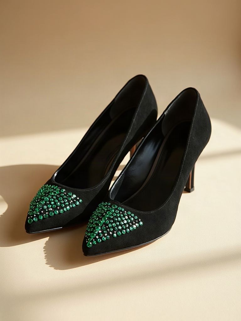 Bijou — Jewelled suede evening shoes