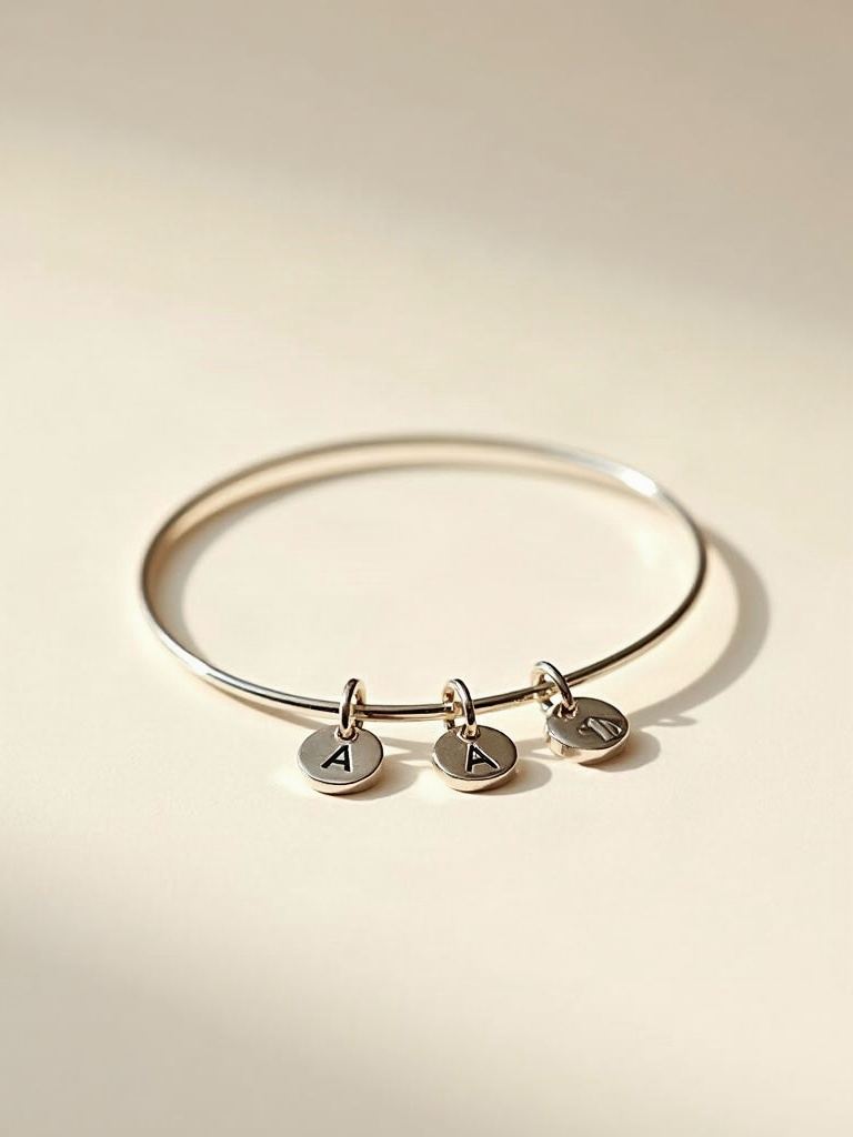 Charm Bangle — Silver bangle with charms