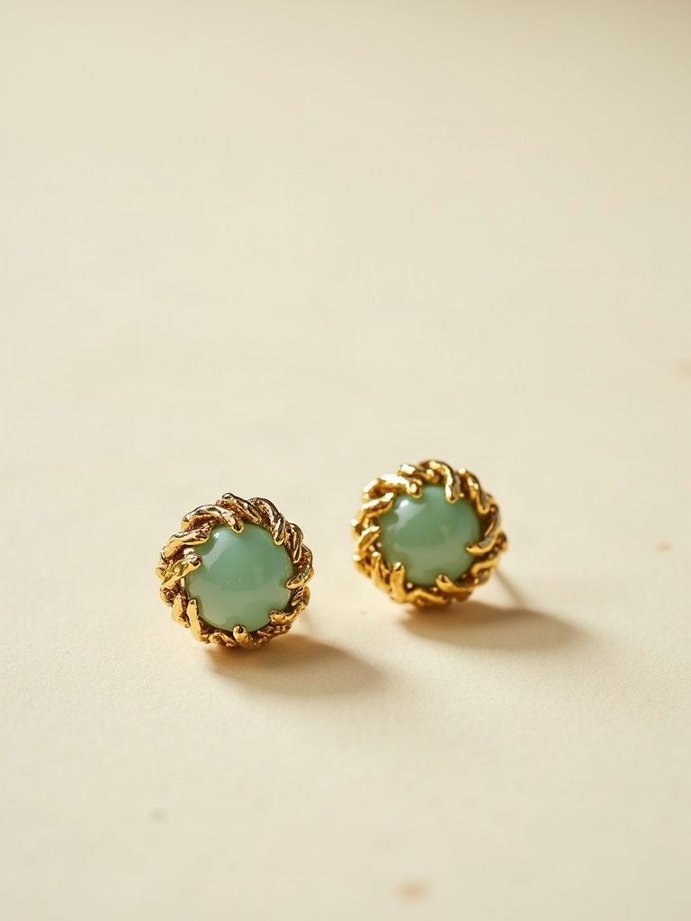 Green Amethyst — Stud earrings