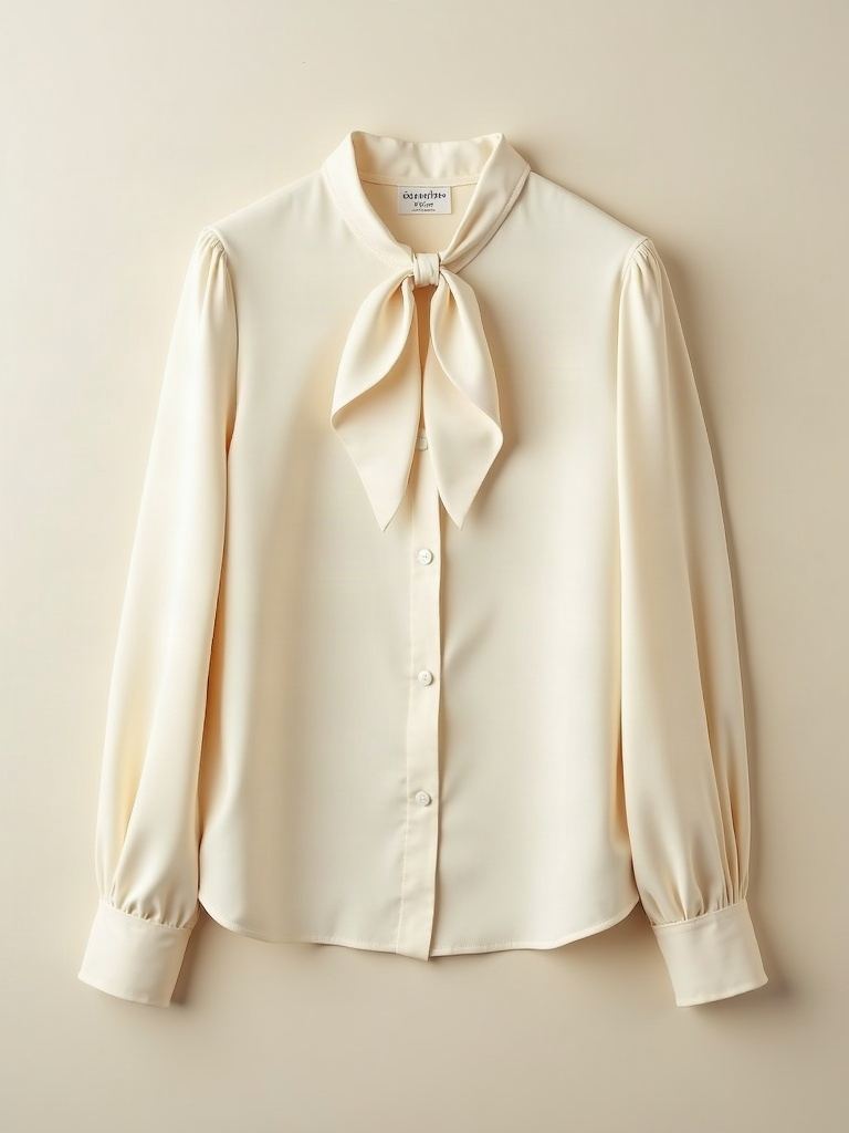 Pussy-Cat Bow — Satin tie-neck blouse