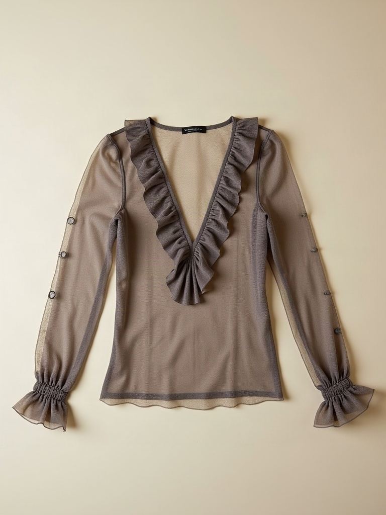 Ruffled Lace — V-neck lace top