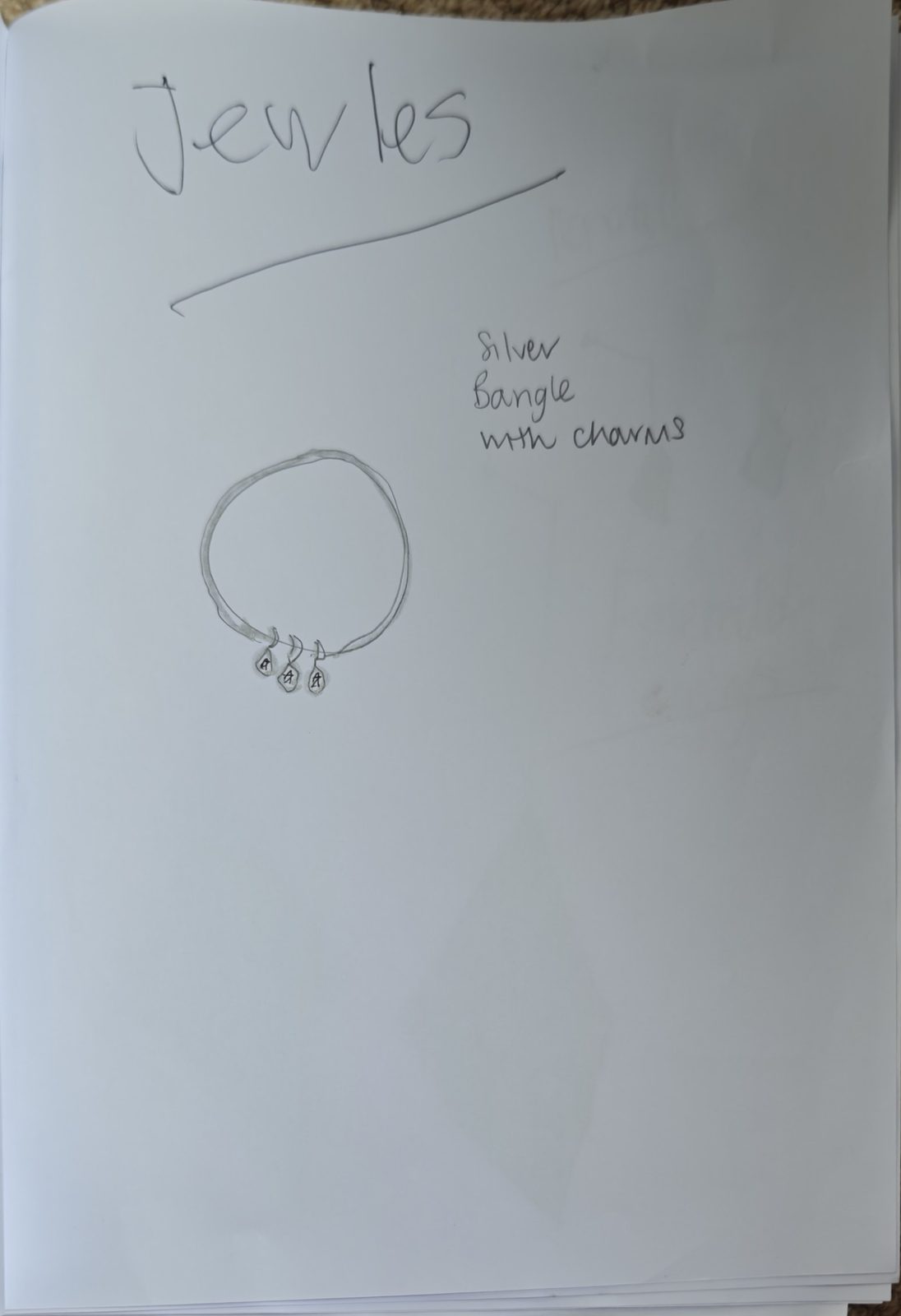 Amelie's original drawing for Charm Bangle