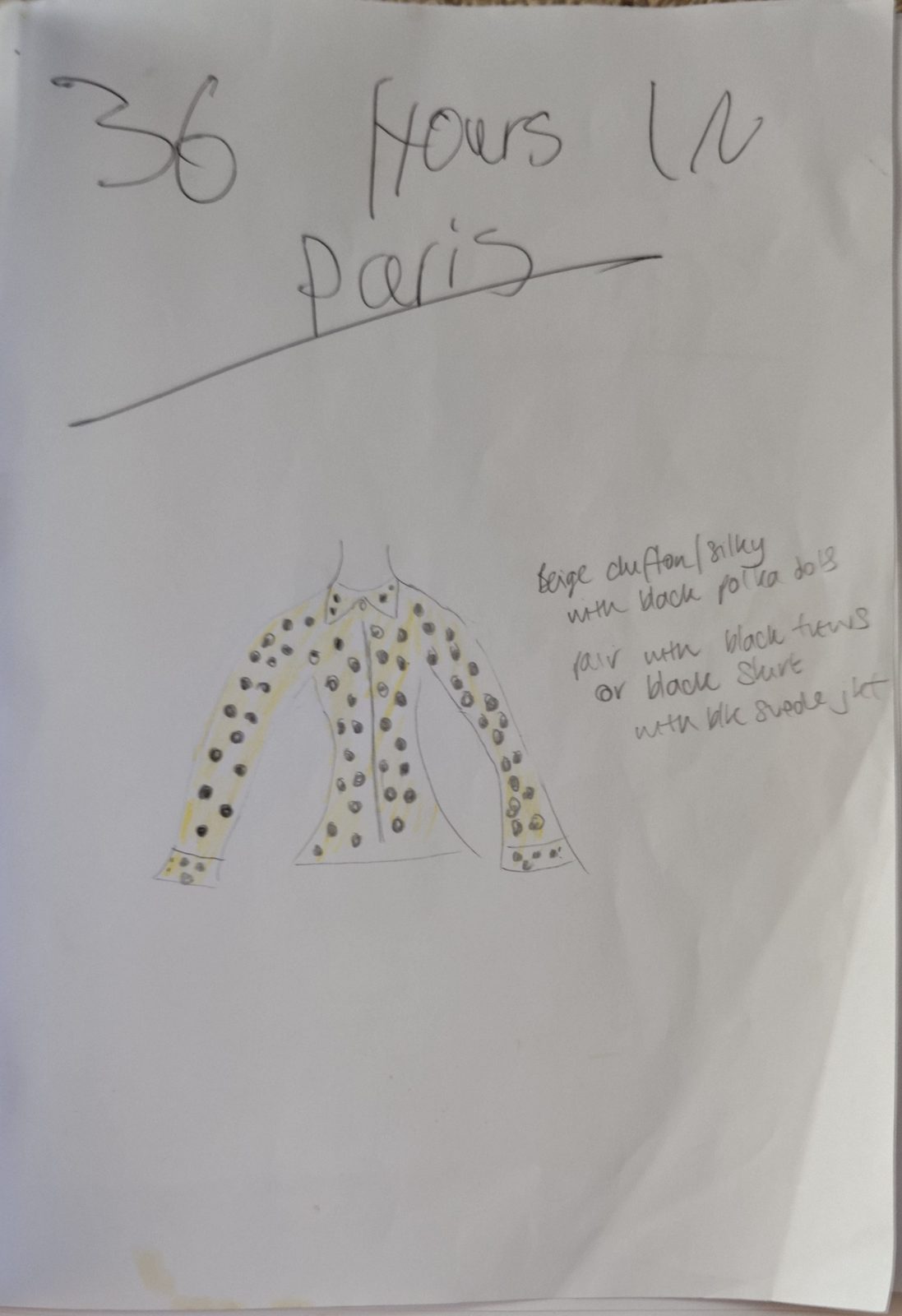 Amelie's original drawing for Beige Polka