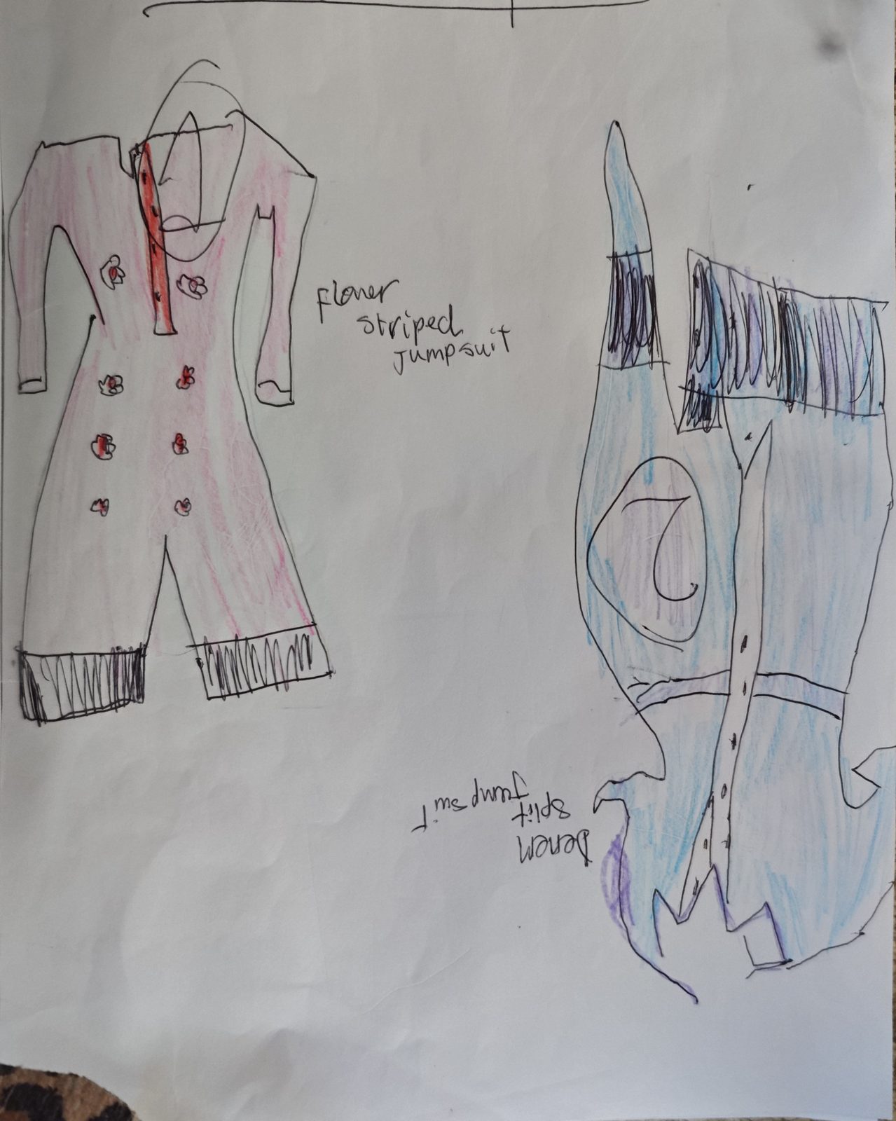 Amelie's original drawing for Flower Stripe