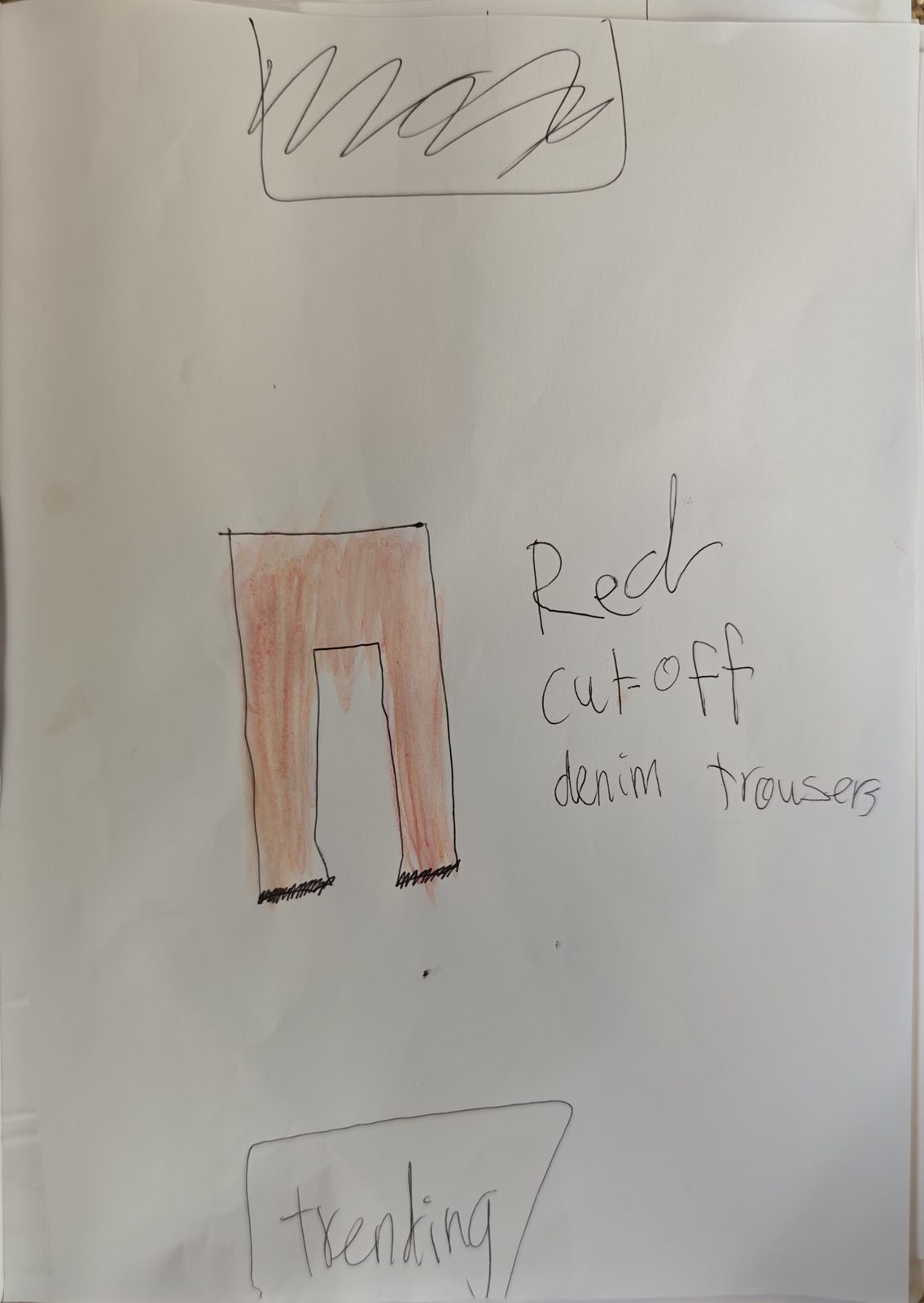 Amelie's original drawing for Red Cut-Off